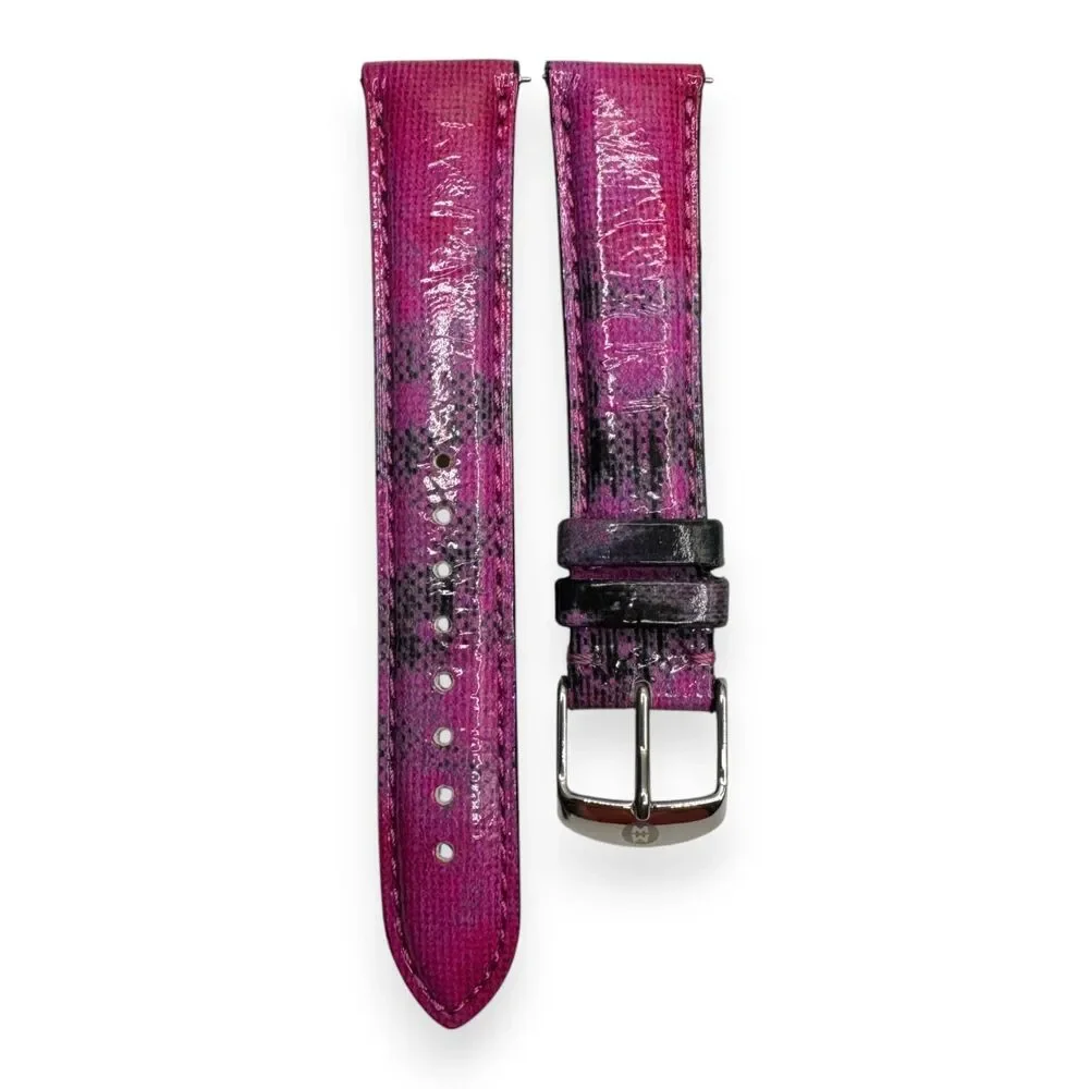 MICHELE Twilight Purple Glossy Leather 18mm Watch Strap Silver Buckle NWOT